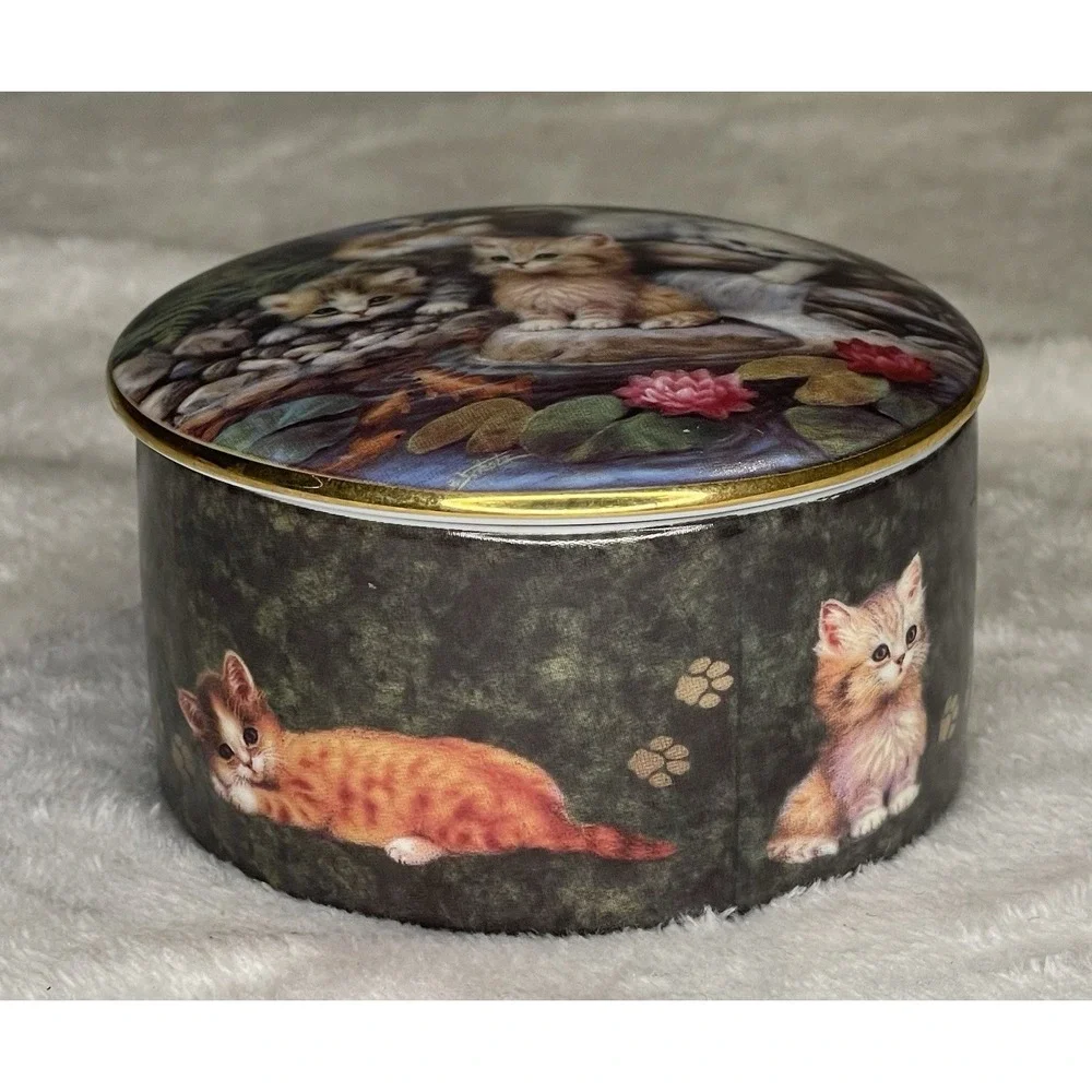 By the Lily Pond by Jurgen Scholz Kitten Expeditions Music Box Collection 1996